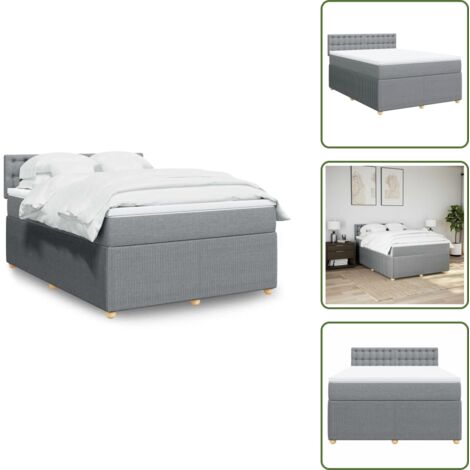 Cama de muelles - vidaXL Cama box spring con colchón tela gris claro 160x200 cm - Cama con cabecero