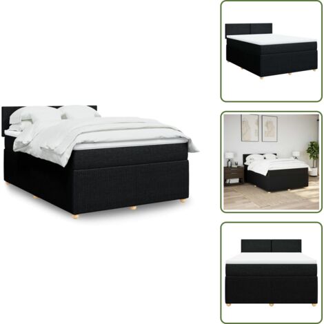 Cama de muelles - vidaXL Cama box spring con colchón tela negro 160x200 cm - Cama con cabecero