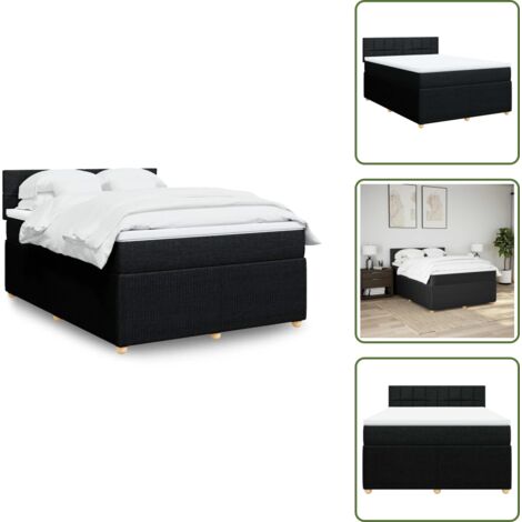 Cama de muelles - vidaXL Cama box spring con colchón tela negro 160x200 cm - Cama con cabecero