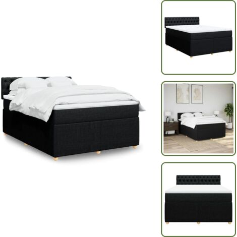 Cama de muelles - vidaXL Cama box spring con colchón tela negro 160x200 cm - Cama con cabecero