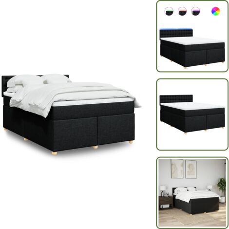 Cama de muelles - vidaXL Cama box spring con colchón tela negro 160x200 cm - Cama de muelles ensacados