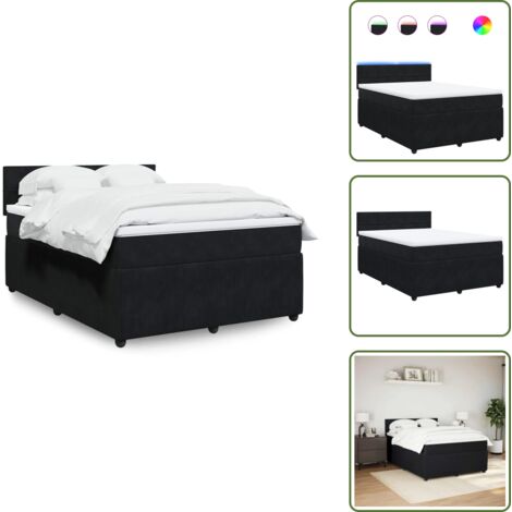 Cama de muelles - vidaXL Cama box spring con colchón terciopelo negro 160x200 cm - Cama con cabecero