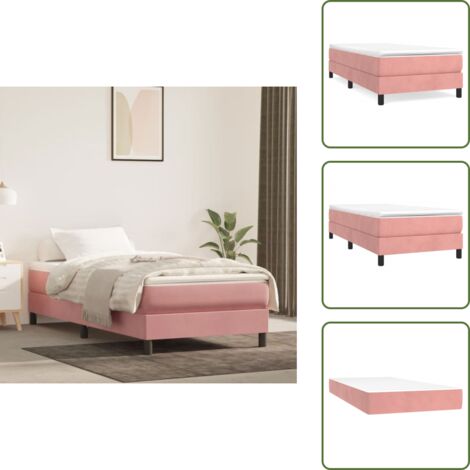 Cama de muelles - vidaXL Cama box spring con colchón terciopelo rosa 80x200 cm - Cama de espuma