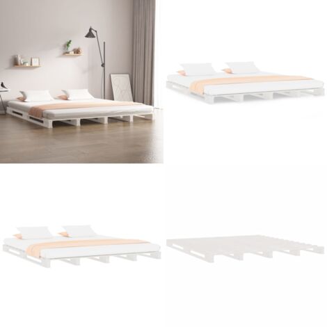 Cama de palets madera maciza pino blanca 120x190 cm - Cama de madera - Cama de pino