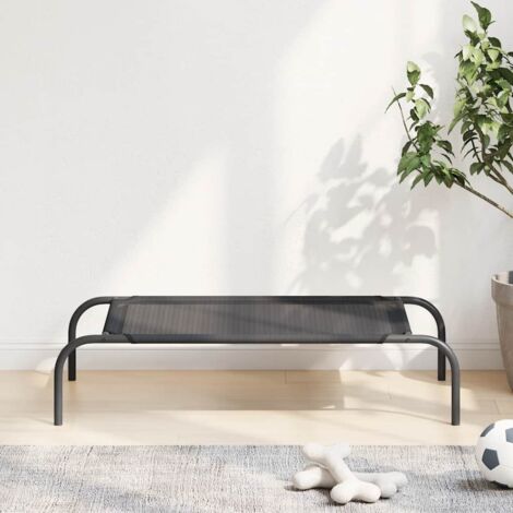 Cama de perro elevada negra textilene S