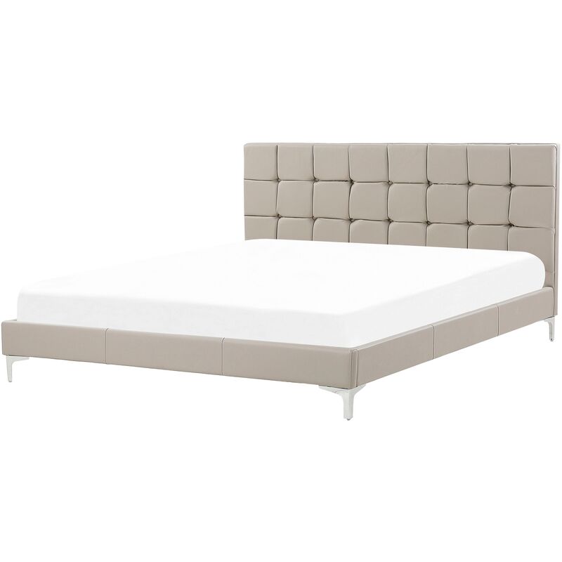 

Beliani - Cama de piel sintética gris pardo 180x200 cm AMBERT