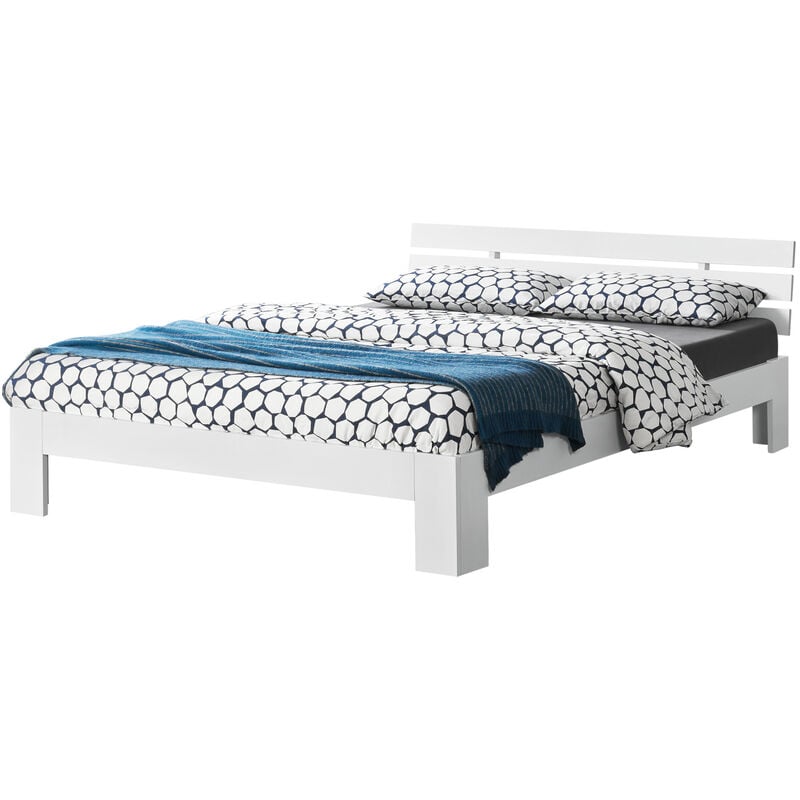 

Cama de pino - Cama doble - Cama matrimonio - 140x200 cm - con Listones - Somier - Blanco