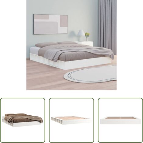 Cama de pino -  Estructura cama de madera maciza blanca super king 180x200 cm