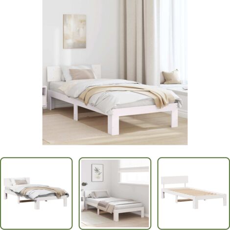 Cama de pino -  Estructura de cama 90 x 190 cm Madera de pino macizo