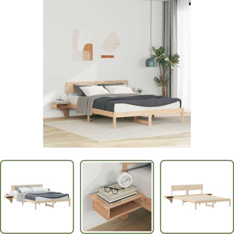 Cama de pino -  Estructura de cama Marrón 150 x 200 cm Madera de pino macizo