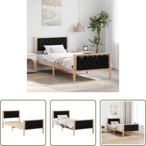 Cama de pino -  Estructura de cama Negro 90 x 190 cm Madera de pino macizo