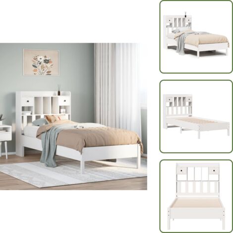 Cama de pino - vidaXL Cama con estantería sin colchón madera maciza de pino 90x190 cm - Cama de madera