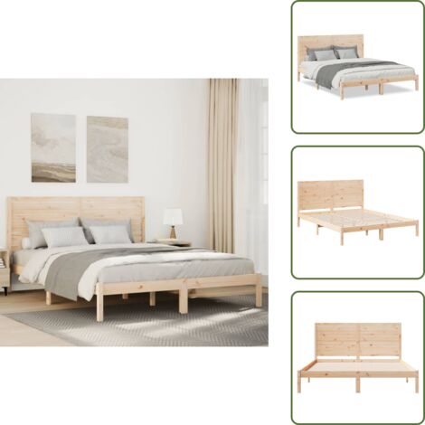 Cama de pino - vidaXL Cama extralarga sin colchón madera maciza 160x220 cm - Cama de madera maciza