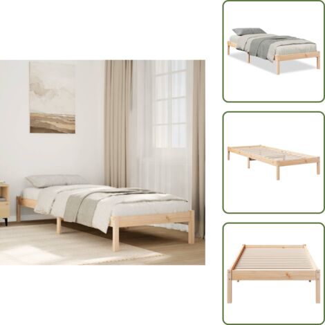 Cama de pino - vidaXL Cama extralarga sin colchón madera maciza de pino 80x220 cm - Cama de madera maciza