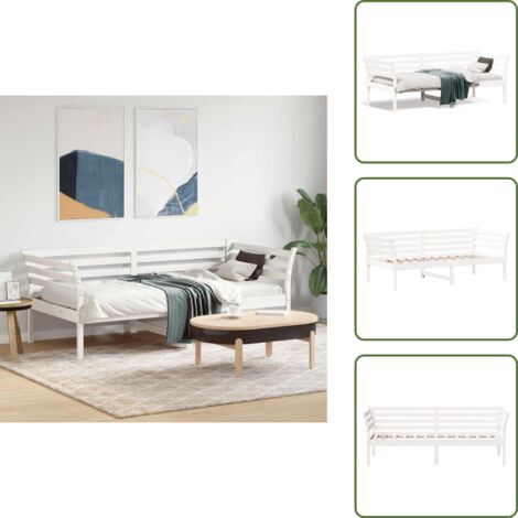 Cama de pino - vidaXL Diván sin colchón blanco 75x190 cm madera maciza de pino - Sofá de pino