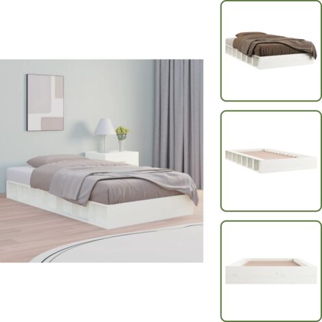 Cama de pino - vidaXL Estructura cama doble pequeña madera maciza blanco 120x190 cm - Cama de madera maciza