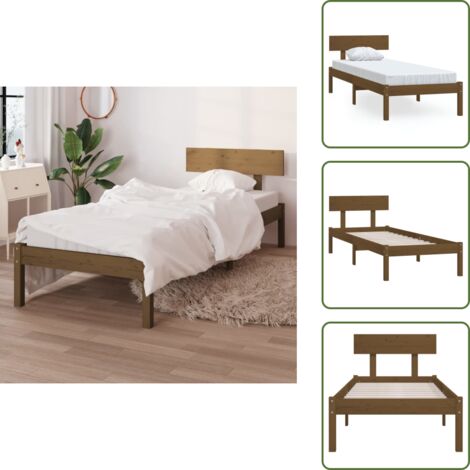 Cama de pino - vidaXL Estructura cama individual sin colchón madera pino marrón miel - Cama sin colchón