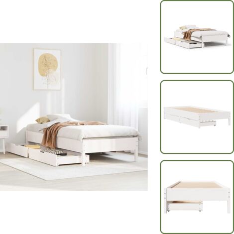 Cama de pino - vidaXL Estructura cama sin colchón madera maciza pino blanca 100x200cm - Cajón bajo cama