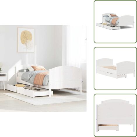 Cama de pino - vidaXL Estructura cama sin colchón madera maciza pino blanca 100x200cm - Cama de madera