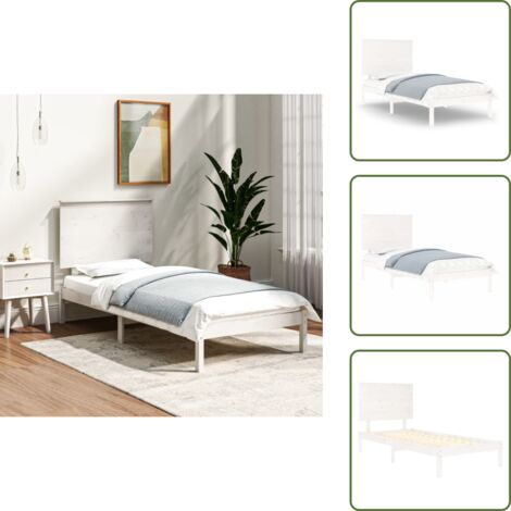 Cama de pino - vidaXL Estructura cama sin colchón madera maciza pino blanca 100x200cm - Cama de madera maciza