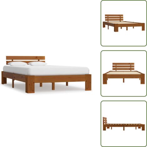 Cama de pino - vidaXL Estructura cama sin colchón madera pino marrón miel 120x200 cm - Cama de madera maciza