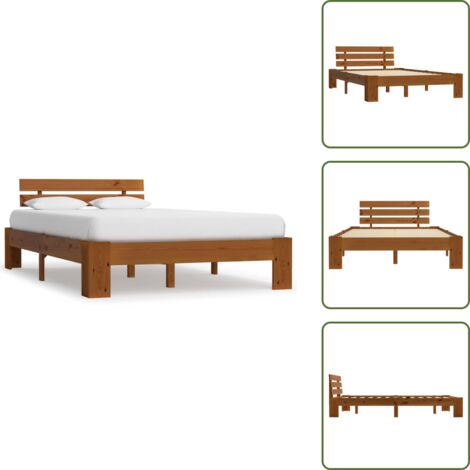 Cama de pino - vidaXL Estructura cama sin colchón madera pino marrón miel 140x200 cm - Cama de madera maciza