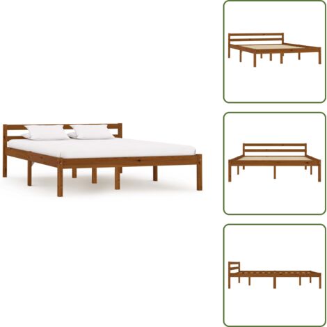 Cama de pino - vidaXL Estructura cama sin colchón madera pino marrón miel 140x200 cm - Cama de madera maciza