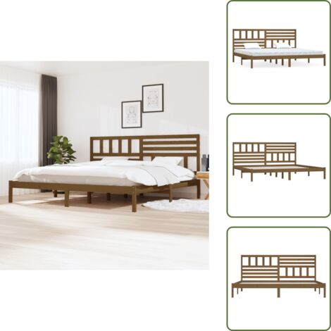 Cama de pino - vidaXL Estructura cama sin colchón madera pino marrón miel 200x200 cm - Cama de madera maciza