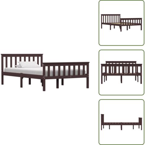Cama de pino - vidaXL Estructura cama sin colchón madera pino marrón oscuro 120x200cm - Cama moderna