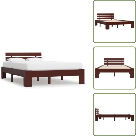 Cama de pino - vidaXL Estructura cama sin colchón madera pino marrón oscuro 120x200cm - Cama moderna