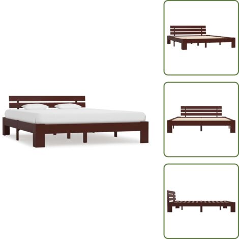 Cama de pino - vidaXL Estructura cama sin colchón madera pino marrón oscuro 180x200 cm - Cama de madera maciza