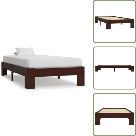 Cama de pino - vidaXL Estructura cama sin colchón madera pino marrón oscuro 90x200 cm - Cama de madera maciza