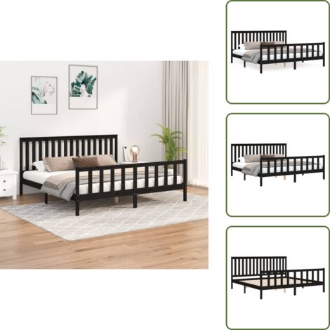 Cama de pino - vidaXL Estructura de cama con cabecero madera de pino negro 200x200cm - Cama de madera negra
