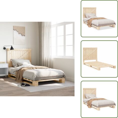 Cama de pino - vidaXL Estructura de cama con cabecero madera maciza pino 100x200 cm - Cabecero de cama