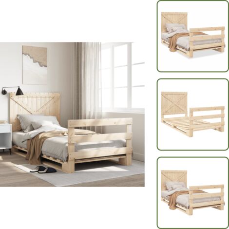 Cama de pino - vidaXL Estructura de cama con cabecero madera maciza pino 100x200 cm - Cama de madera maciza