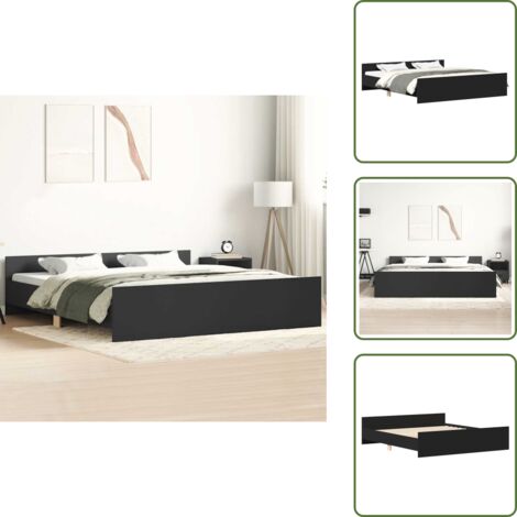 Cama de pino - vidaXL Estructura de cama con cabecero piecero negro 200x200cm - Cama con listones