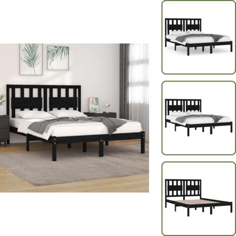 Cama de pino - vidaXL Estructura de cama de madera maciza de pino negra 200x200 cm - Cama de pino negro