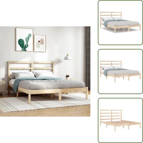 Cama de pino - vidaXL Estructura de cama de matrimonio madera maciza 135x190 cm - Cama de madera maciza