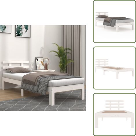 Cama de pino - vidaXL Estructura de cama individual sin colchón blanco 75x190 cm - Cama blanca
