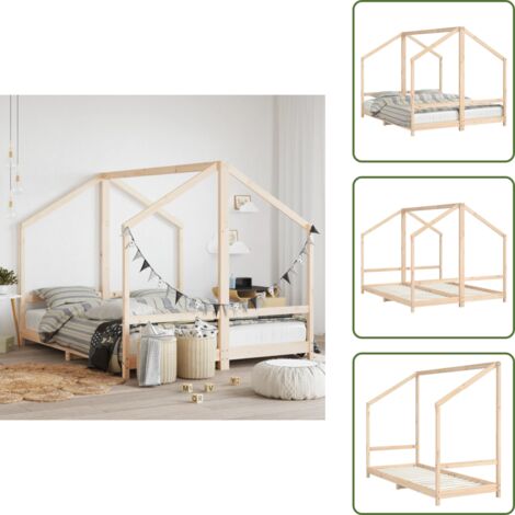 Cama de pino - vidaXL Estructura de cama infantil madera maciza de pino 2x(80x200) cm - Cama para niños