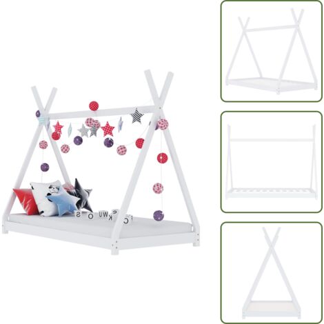Cama de pino - vidaXL Estructura de cama infantil madera maciza pino blanca 70x140 cm - Cama para niños