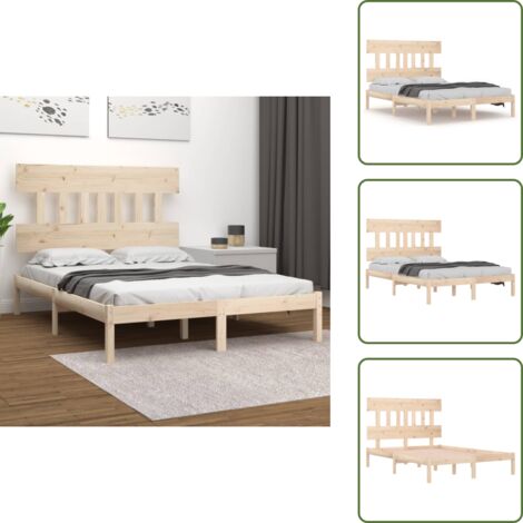 Cama de pino - vidaXL Estructura de cama madera maciza 120x190 cm - Cama de madera maciza