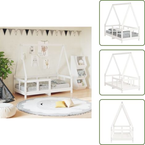 Cama de pino - vidaXL Estructura de cama para niños madera de pino blanco 70x140 cm - Cama de casa