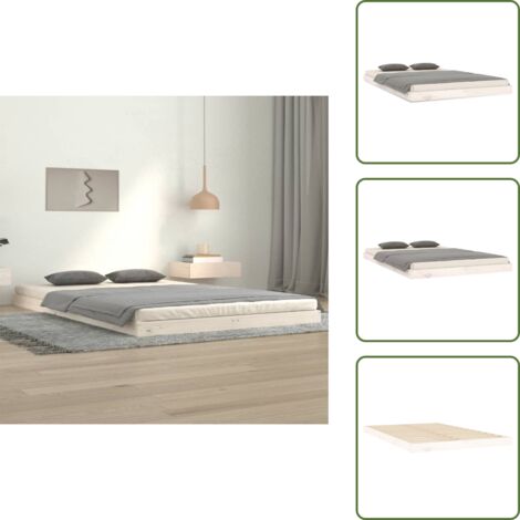 Cama de pino - vidaXL Estructura de cama sin colchón madera de pino blanca 120x200 cm - Cama de madera blanca