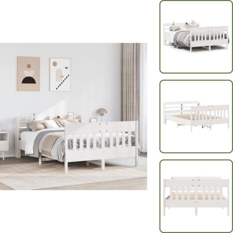 Cama de pino - vidaXL Estructura de cama sin colchón madera de pino blanca 140x200 cm - Cabecero de cama