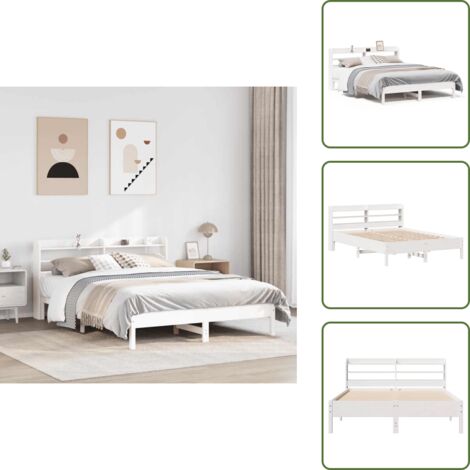 Cama de pino - vidaXL Estructura de cama sin colchón madera de pino blanca 140x200 cm - Cabecero de cama