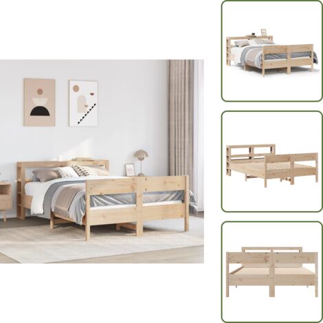 Cama de pino - vidaXL Estructura de cama sin colchón madera de pino blanca 140x200 cm - Cabecero de cama