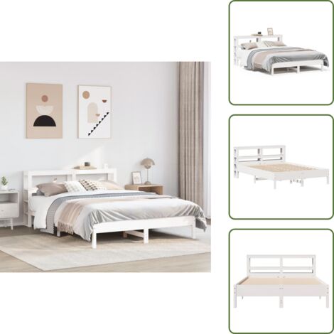 Cama de pino - vidaXL Estructura de cama sin colchón madera de pino blanca 150x200 cm - Cabecero de cama