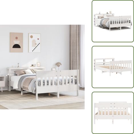 Cama de pino - vidaXL Estructura de cama sin colchón madera de pino blanca 150x200 cm - Cabecero de cama