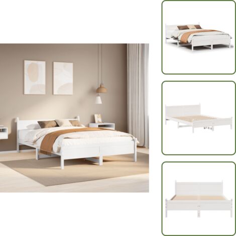 Cama de pino - vidaXL Estructura de cama sin colchón madera de pino blanca 150x200 cm - Cama de madera blanca
